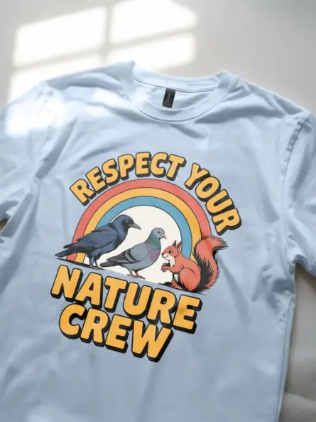 Eco Friendly Animal Crew T-Shirt Retro Rainbow Design - Image 5