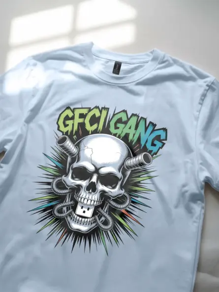 Electrician Skull T-Shirt GFCI Gang Graphic Tee - Image 5