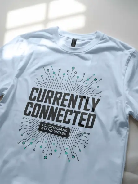 Electrician Solidarity T-Shirt – Currently Connected - Image 6