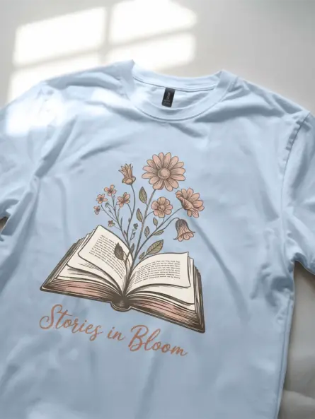 Stories in Bloom Floral Book Lover T-Shirt - Image 5
