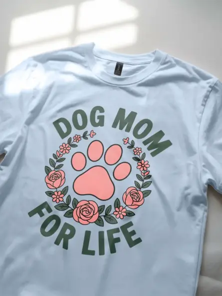 Floral Dog Mom Shirt – Vintage “Dog Mom for Life” Paw Print Tee - Image 5