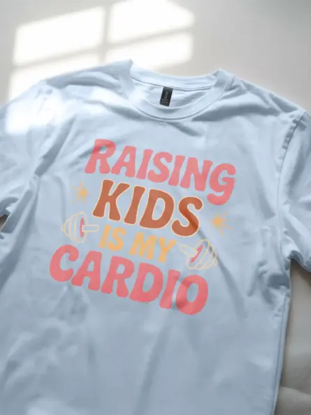 Funny Mom Workout T-Shirt – Raising Kids Is My Cardio - Image 2