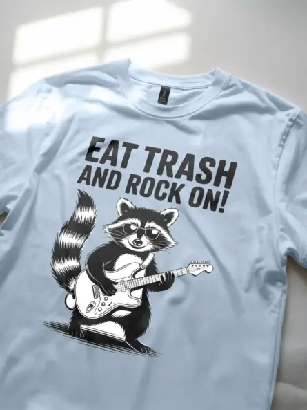Funny Raccoon T-Shirt – Eat Trash and Rock On Punk Style - Image 6