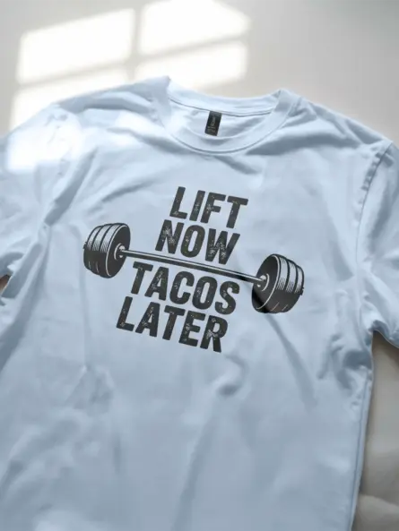Lift Now Tacos Later Funny Taco Gym T-Shirt - Image 6