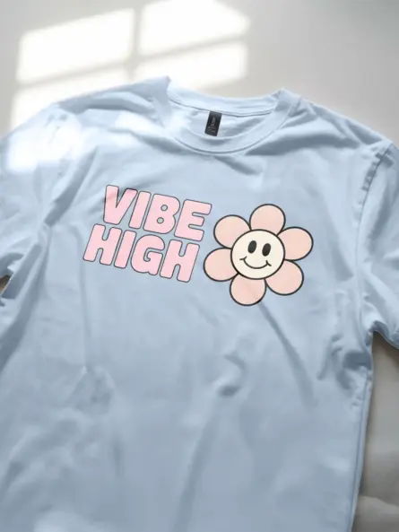 High Vibe T-Shirt – Cute Pastel Flower Tee for Positive Minds - Image 2