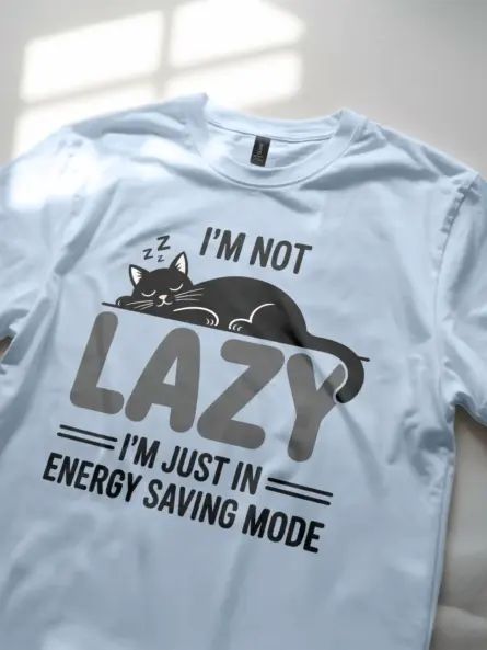 Not Lazy Shirt – Funny Cat Energy Saving Mode Tee for Introverts - Image 5