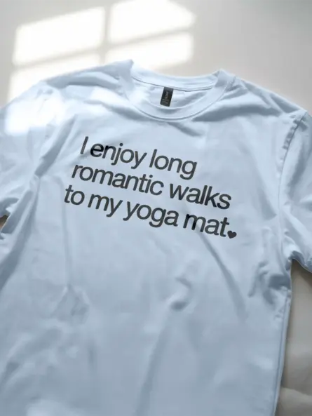 Long Romantic Walks Yoga Mat Shirt – Funny Minimalist Tee for Self-Care Lovers - Image 5