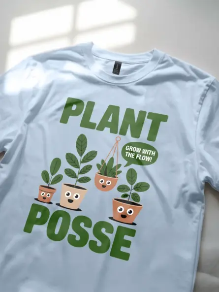 Minimalist Plant Parent T-Shirt – “Plant Posse” Cartoon Houseplant Tee - Image 5