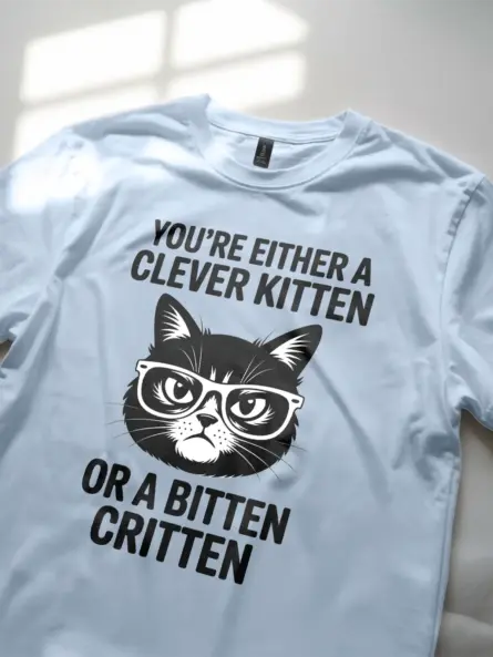 Witty Sarcastic Cat T-Shirt – Clever Kitten or Bitten Critten Tee - Image 5