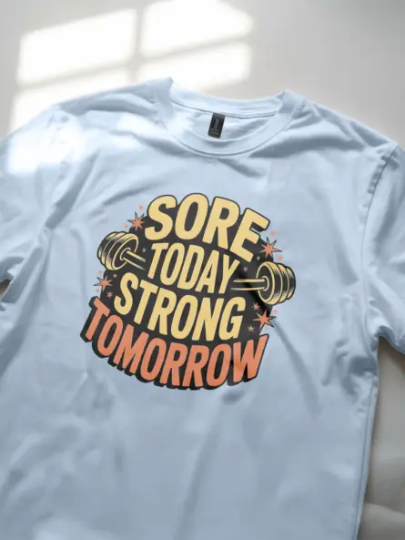 Inspiring Sore Today Strong Tomorrow T-Shirt for Gym Motivation - Image 6