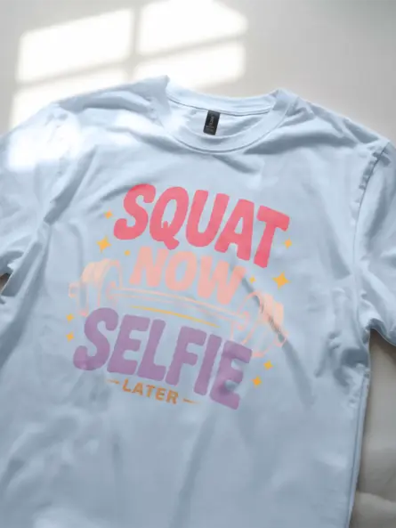Fierce Squat Now Selfie Later T-Shirt – Retro Gym Glam - Image 6