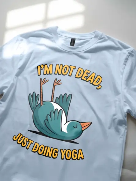 Funny Yoga Bird T-Shirt – Hilarious Not Dead Just Doing Yoga Tee - Image 5
