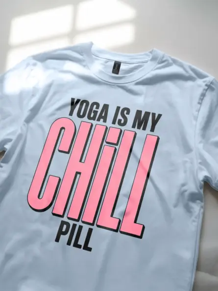 Yoga Chill T-Shirt Yoga Is My Chill Pill Bold Wellness Tee - Image 5