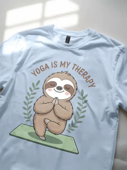 Yoga Is My Therapy Shirt – Adorable Sloth Tee for Stress Relief - Image 5