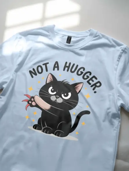 light blue. tee – not a hugger cat shirt