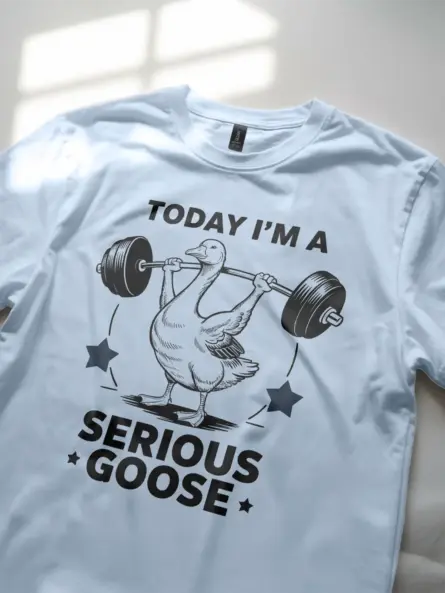 light blue Shirt - Goose Lifting Barbell Design - funny vintage gym t-shirt