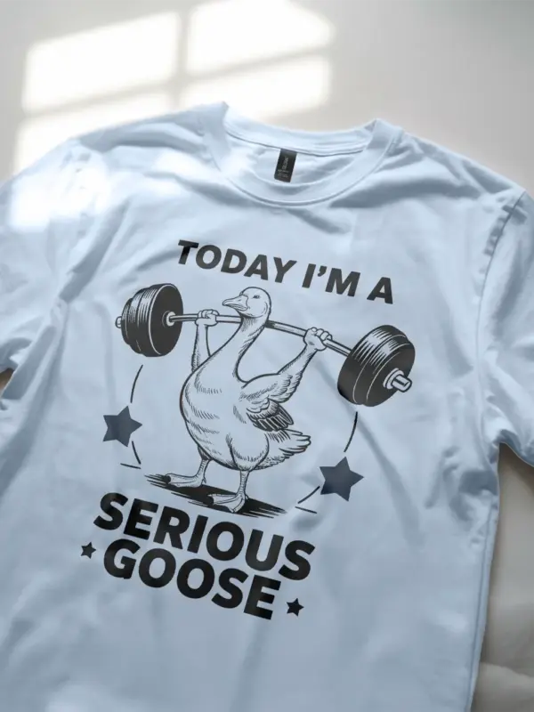 light blue Shirt - Goose Lifting Barbell Design - funny vintage gym t-shirt