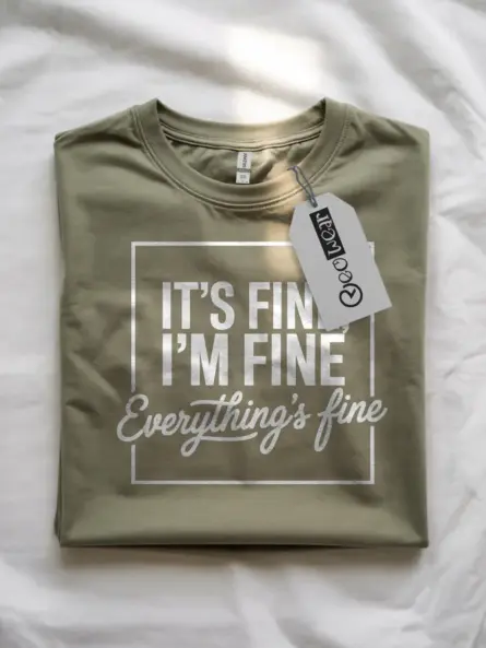military green Shirt Its Fine I'm Fine Everything Is Fine Mental Health Awareness Shirt Funny Lifestyle Shot