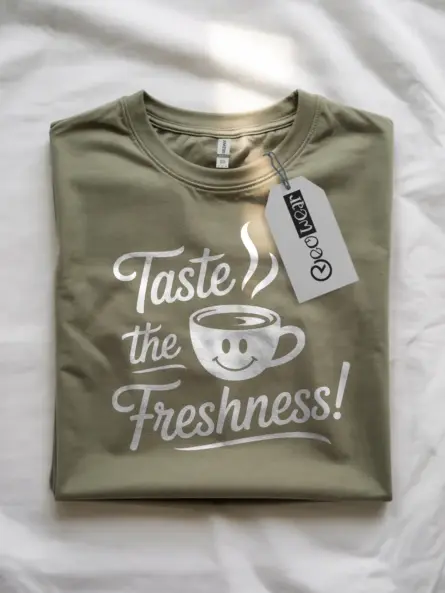 military green flataly front – Taste the Freshness – coffee lover t-shirt