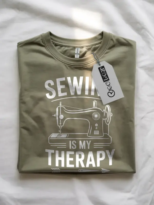 military green flataly front – Sewing Is My Therapy – sewing is my therapy t-shirt