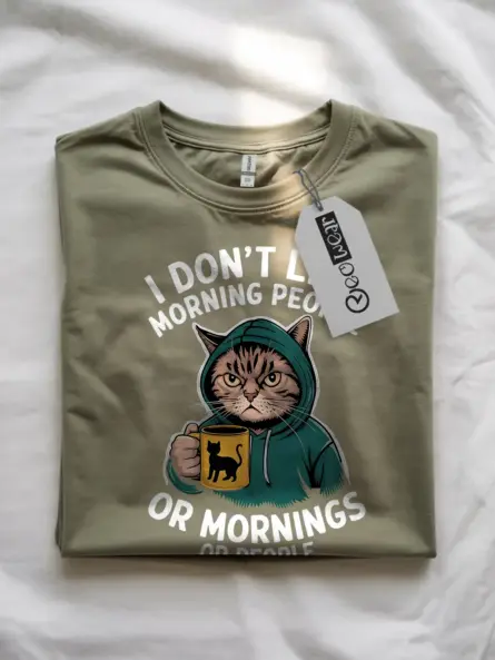 Grumpy Cat Morning People T-Shirt - Image 4