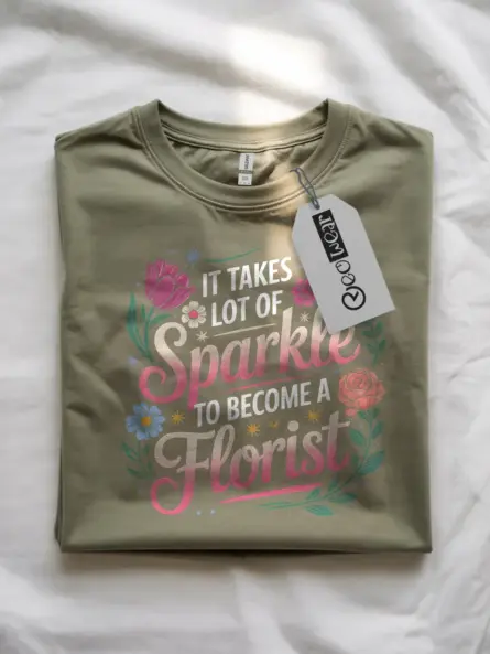 Whimsical Sparkle Florist T-Shirt for Women - Image 7
