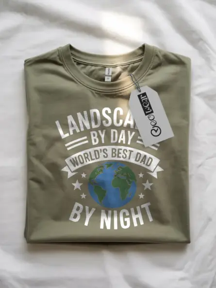Bold Landscaper Dad Shirt – Patriotic “By Day By Night” Gift Tee - Image 7
