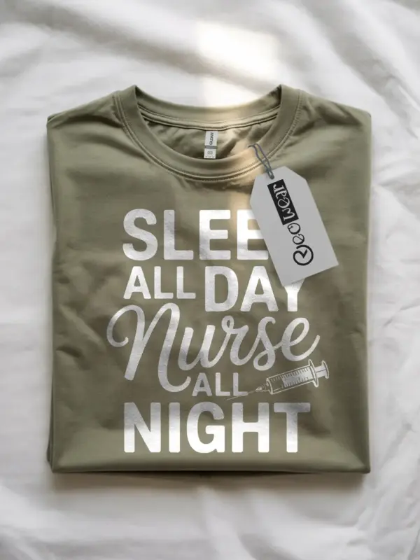 sleep all day nurse all night t-shirt