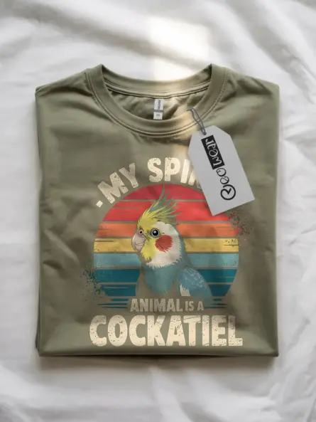 Vintage Cockatiel Spirit Animal T-Shirt - Image 4