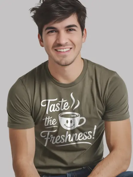 military green Taste the Freshness – coffee lover t-shirt