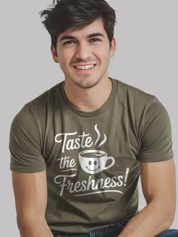 military green Taste the Freshness – coffee lover t-shirt