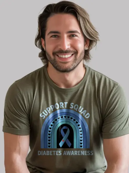 Diabetes Support T Shirt – Support Squad Rainbow Awareness Tee - Image 12