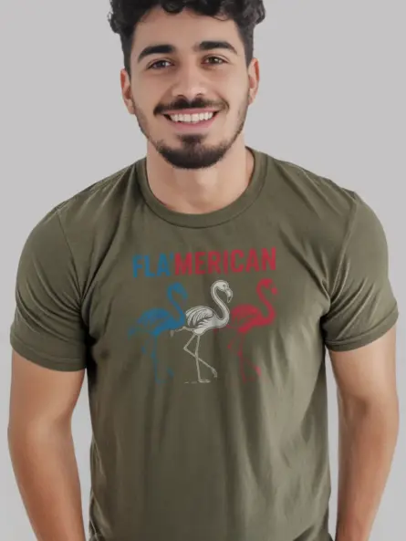 Patriotic Flamingo T-Shirt – FLA'MERICAN Red White Blue Tee - Image 12