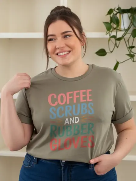 Coffee Scrubs and Rubber Gloves Shirt – Nurse Humor Tee - Image 6