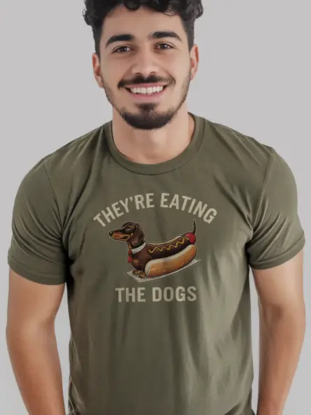 Funny Dachshund Parody T-Shirt – Political Satire Hotdog Design - Image 5