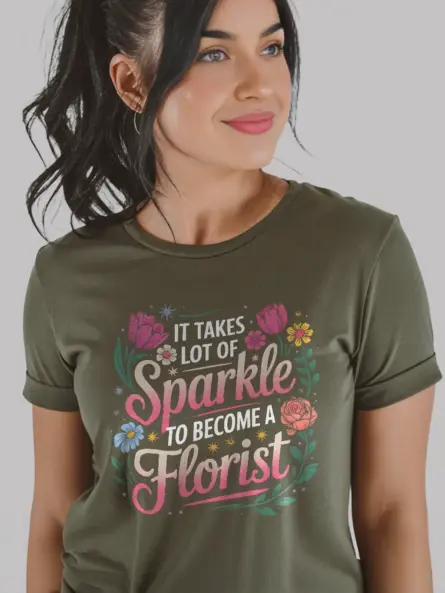 Whimsical Sparkle Florist T-Shirt for Women - Image 8