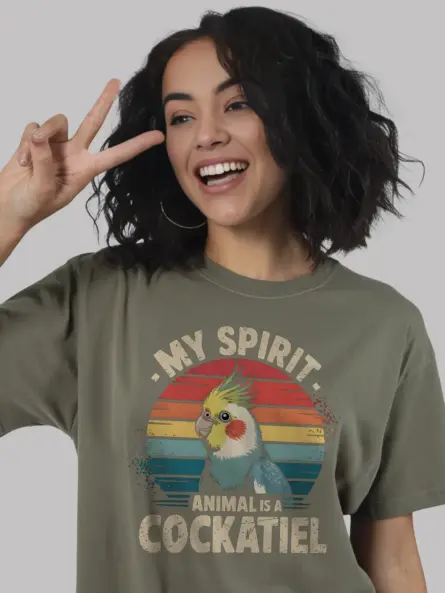Vintage Cockatiel Spirit Animal T-Shirt - Image 6
