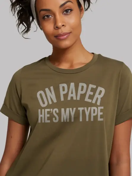 On Paper He’s My Type – Typography T-Shirt for Book Lovers - Image 12