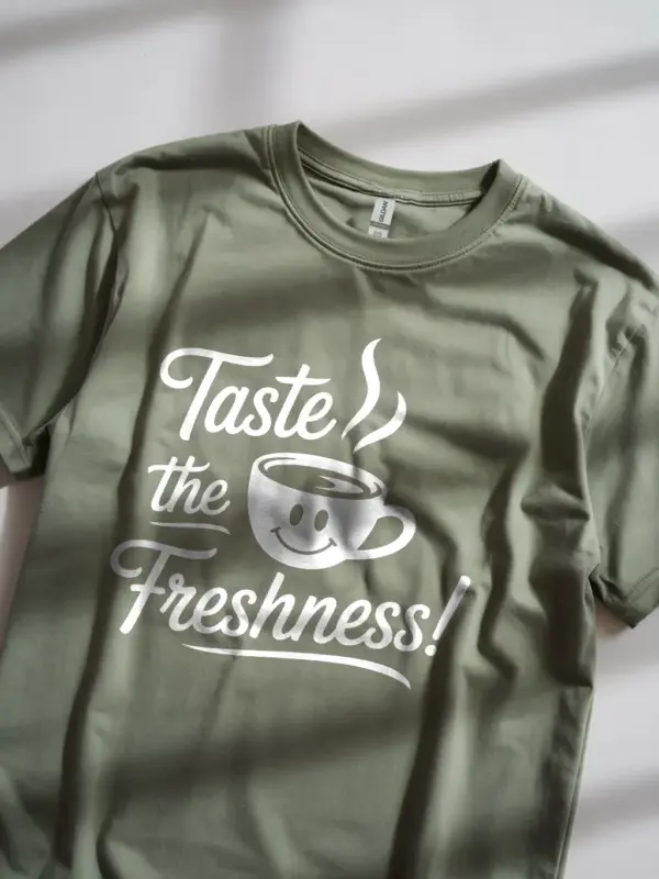 military green Taste the Freshness – coffee lover t-shirt