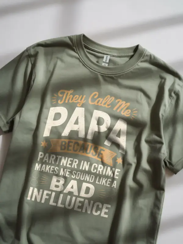 military green They Call Me Papa – funny papa t-shirt for dads