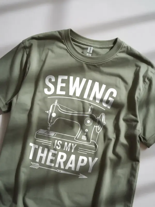 military green Sewing Is My Therapy – sewing is my therapy t-shirt
