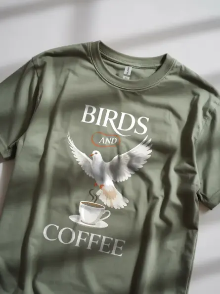 Bird and Coffee T-Shirt for Birdwatchers and Nature Lovers - Image 2