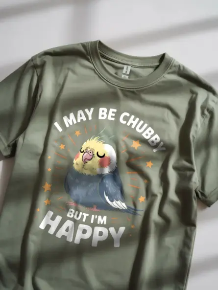 Chubby Cockatiel T-Shirt with Cute Motivational Bird Quote - Image 2