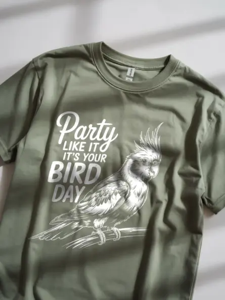 Cockatiel Birthday T-Shirt – Party Like It’s Your Bird Day Tee - Image 9