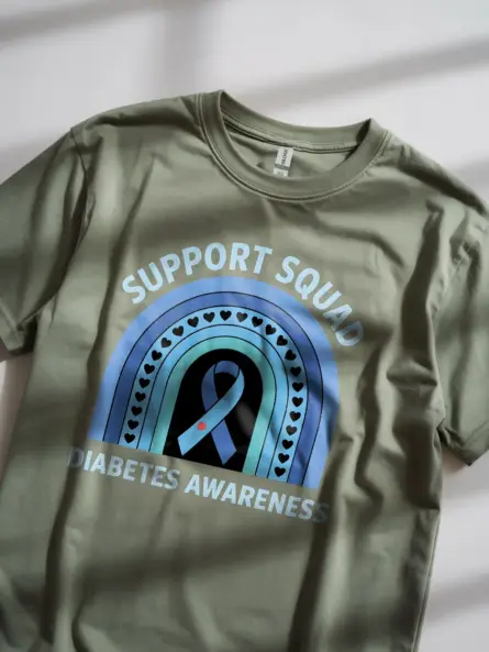 Diabetes Support T Shirt – Support Squad Rainbow Awareness Tee - Image 11