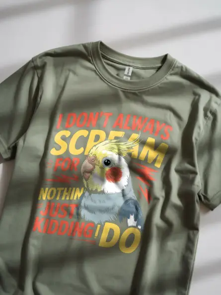 Funny Cockatiel Screaming T-Shirt for Bird Lovers - Image 11