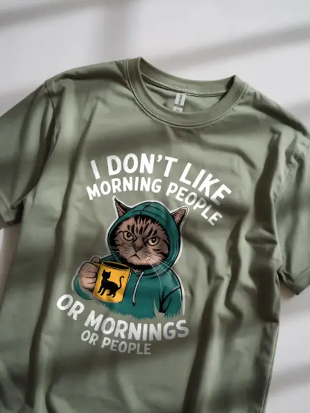 Grumpy Cat Morning People T-Shirt - Image 5