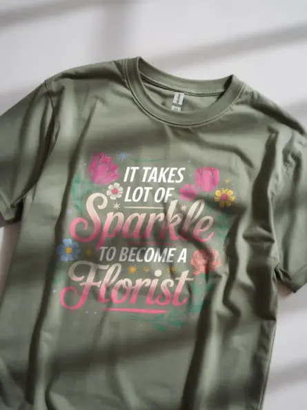 Whimsical Sparkle Florist T-Shirt for Women - Image 9
