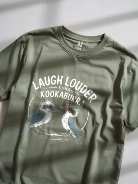 Kookaburra Graphic T-Shirt for Bird Lovers – Laugh Louder Cartoon Wildlife Tee - Image 8