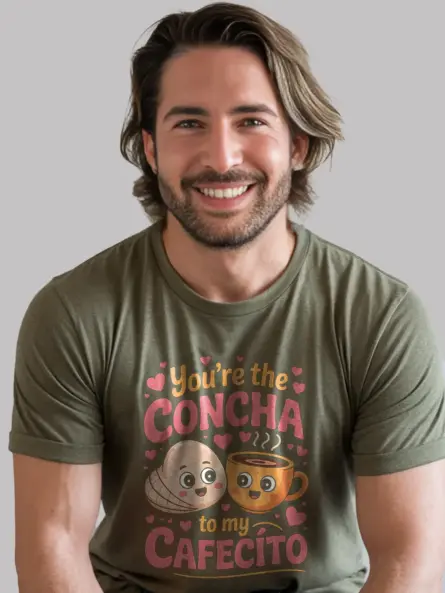 military green Concha to My Cafecito Shirt concha to my cafecito shirt